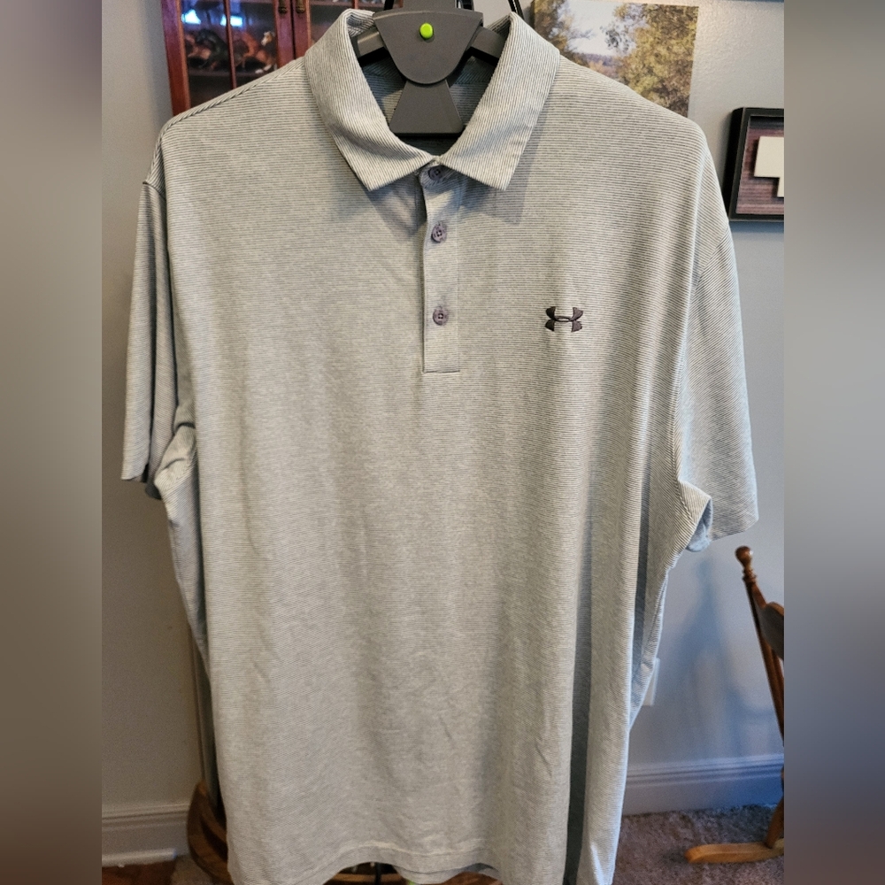 Under Armour Grey stripe polo size 2XL